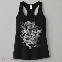 White Chinese Dragon With Black Background Women's Tank Top thumb 3