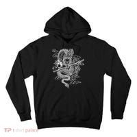 White Chinese Dragon With Black Background Tall Hoodie thumb 0