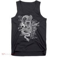 White Chinese Dragon With Black Background Tank Top thumb 0