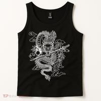 White Chinese Dragon With Black Background Tank Top thumb 2
