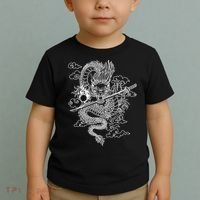 White Chinese Dragon With Black Background Toddler T-Shirt thumb 2