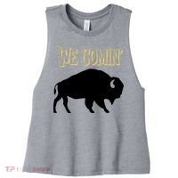 We Comin Deion Sanders Buffaloes Coach Prime Women's Racerback Cropped Tank thumb 0