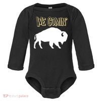 We Comin Deion Sanders Buffaloes Coach Prime Baby Long Sleeve Bodysuit thumb 0