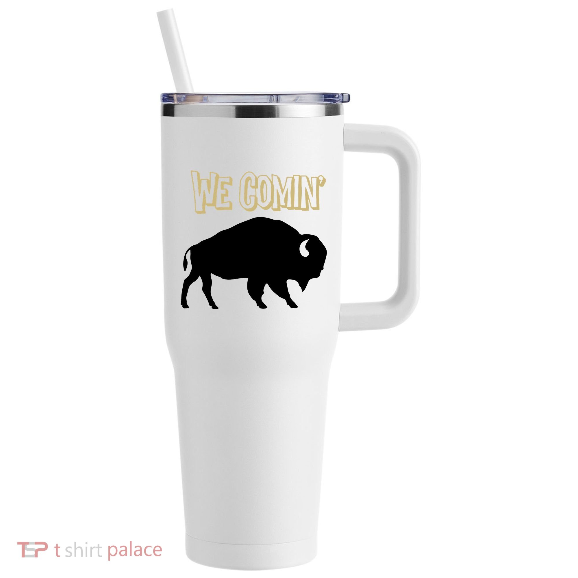 We Comin Deion Sanders Buffaloes Coach Prime 40oz Vacuum Insulated Stainless Steel Travel Tumbler