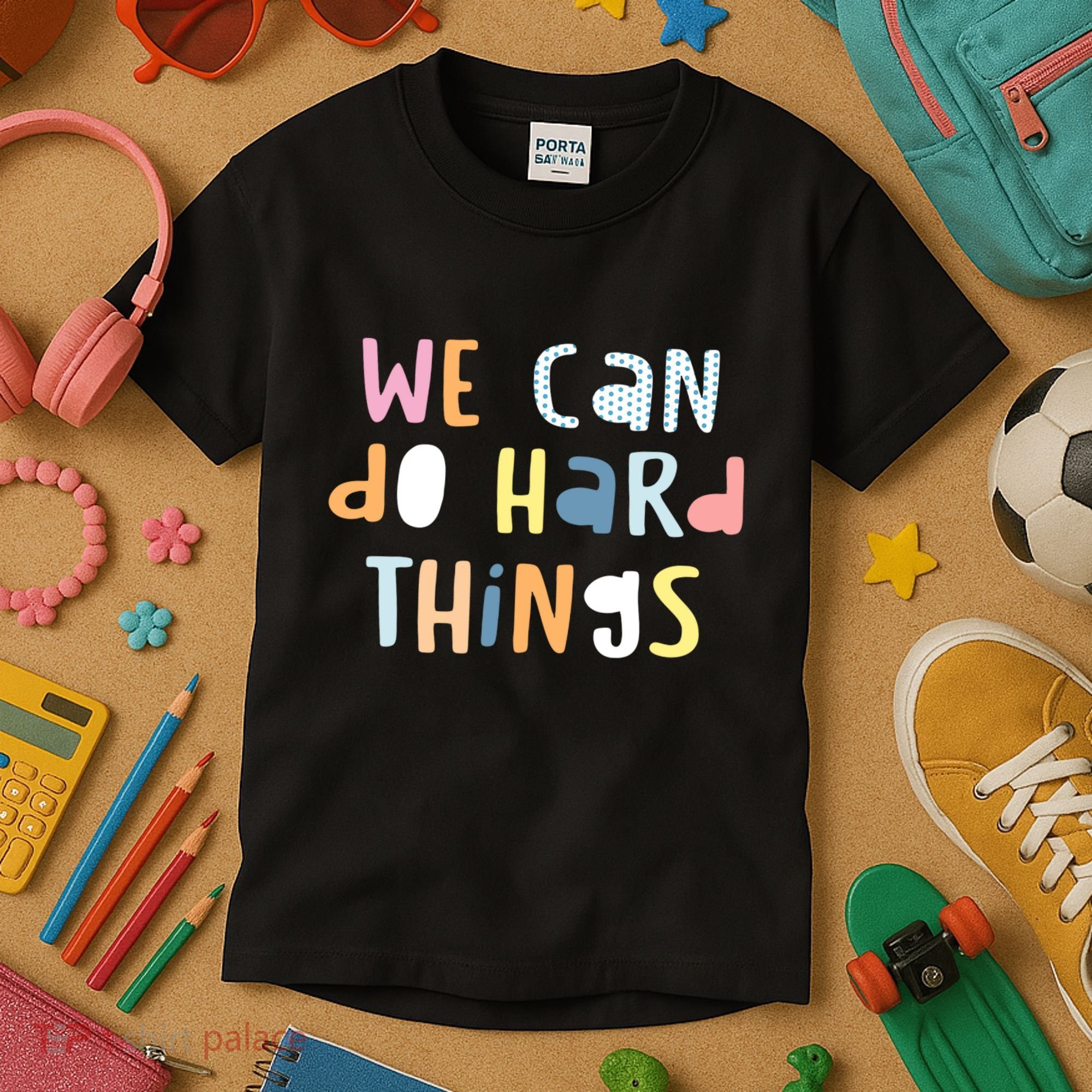We Can Do Hard Things Motivational Quote Kids T-Shirt