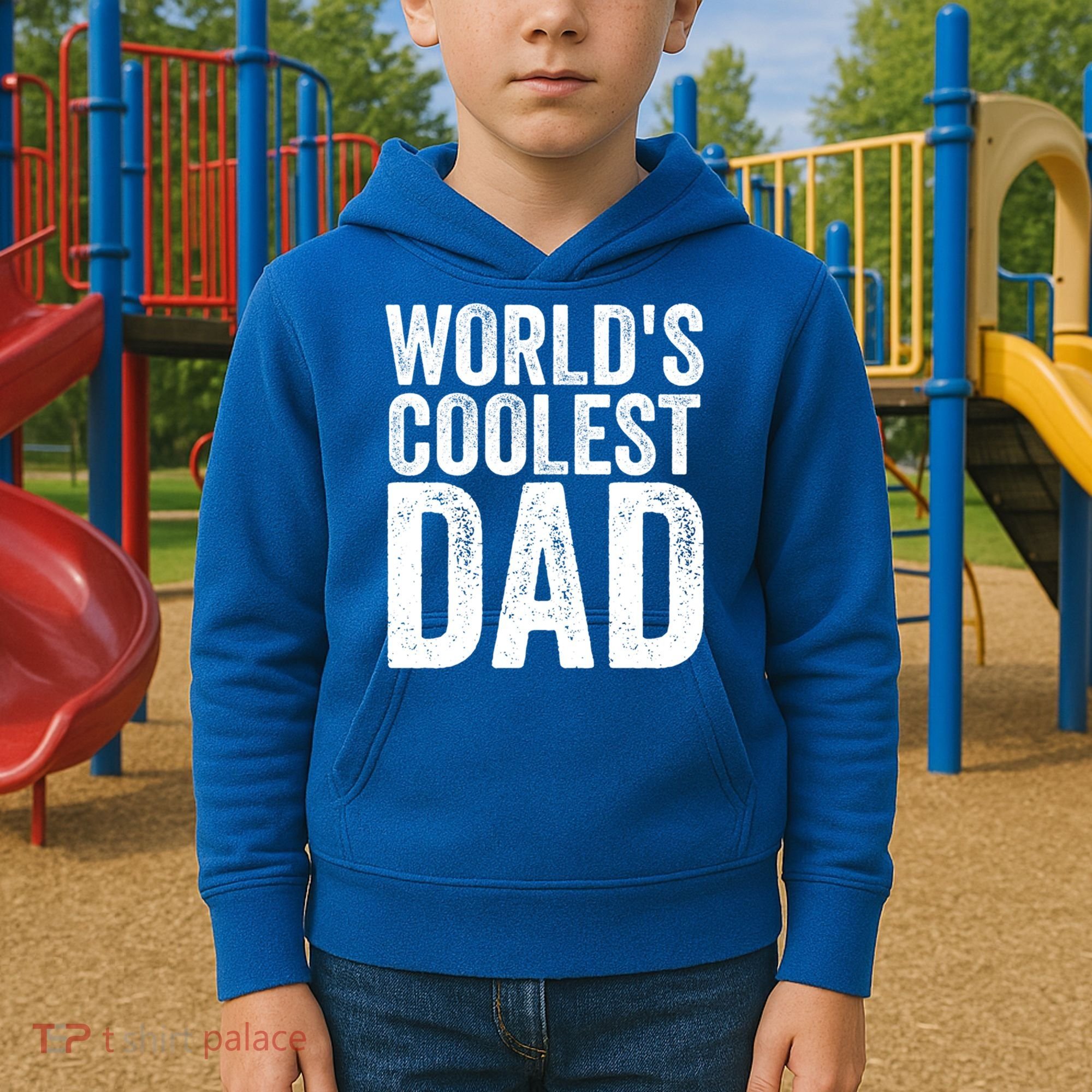 Worlds Coolest Dad Fathers Day Fatherhood Gift Kids Hoodie
