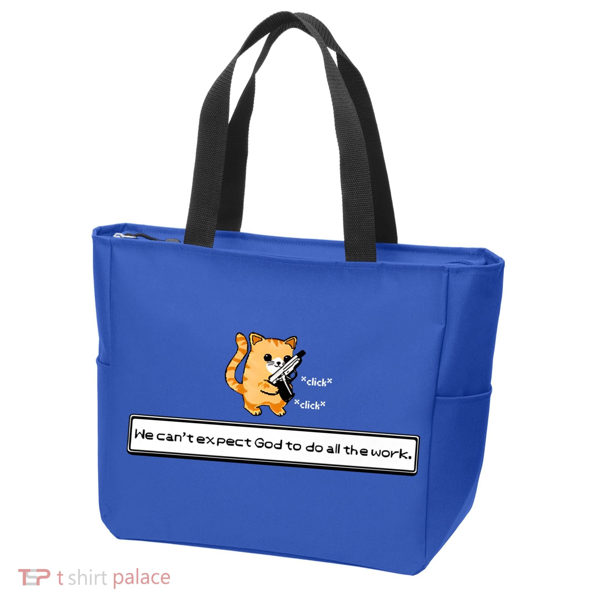 We Cant Expect God To Do All The Work Cat Click Click Tote Bag
