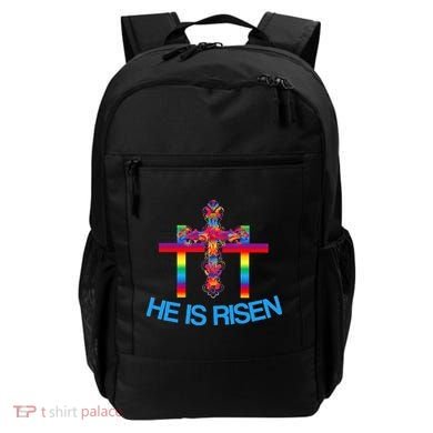 Womens Christian Easter Colorful Rainbow CrossHe Is Risen Backpack