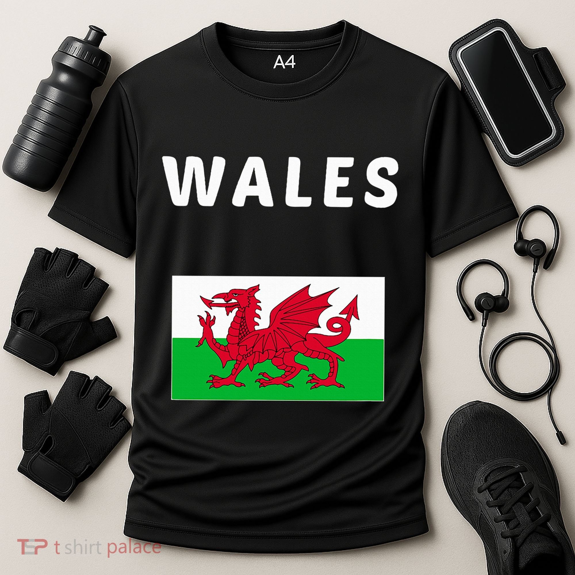 Wales Cymru Flag Souvenir Gift Cardiff Welsh Cooling Performance Crew T-Shirt
