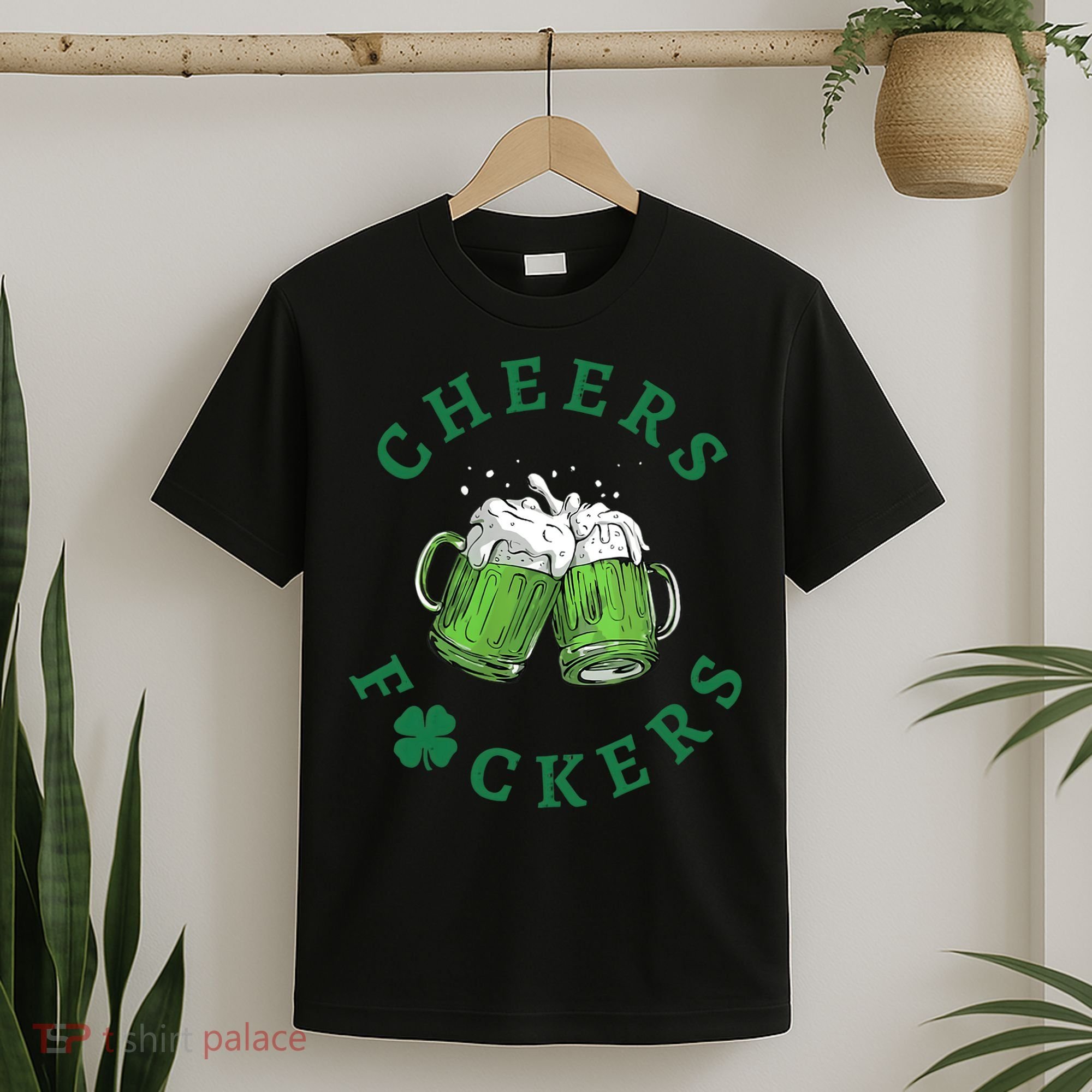 Wo Cheers Fuckers Green Beer Drinking St Patricks Day V-Neck T-Shirt