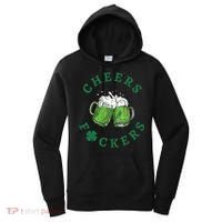 Wo Cheers Fuckers Green Beer Drinking St Patricks Day V-Neck Women's Hoodie thumb 0