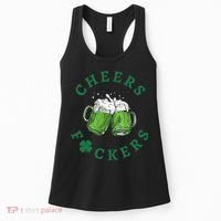 Wo Cheers Fuckers Green Beer Drinking St Patricks Day V-Neck Women's Tank Top thumb 0