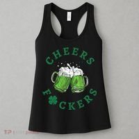 Wo Cheers Fuckers Green Beer Drinking St Patricks Day V-Neck Women's Tank Top thumb 3