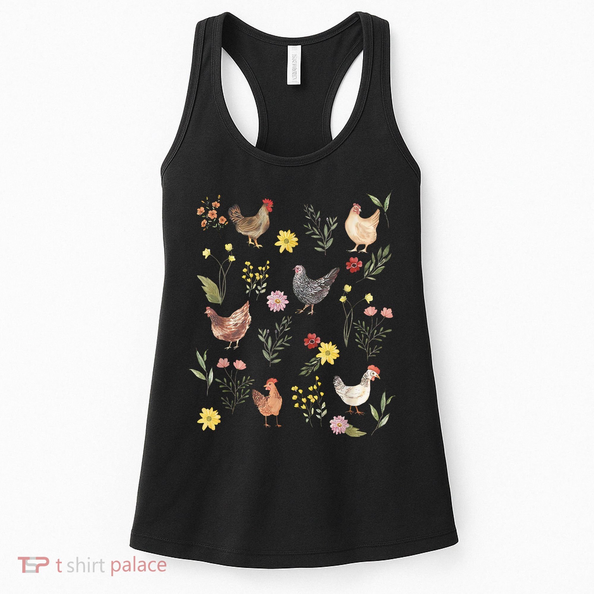 Wildflower Chicken Floral Chicken Lover Cute Farmer Flowers Women's Tank Top