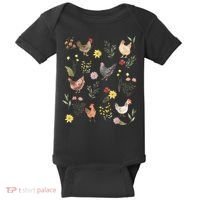 Wildflower Chicken Floral Chicken Lover Cute Farmer Flowers Baby Bodysuit thumb 0