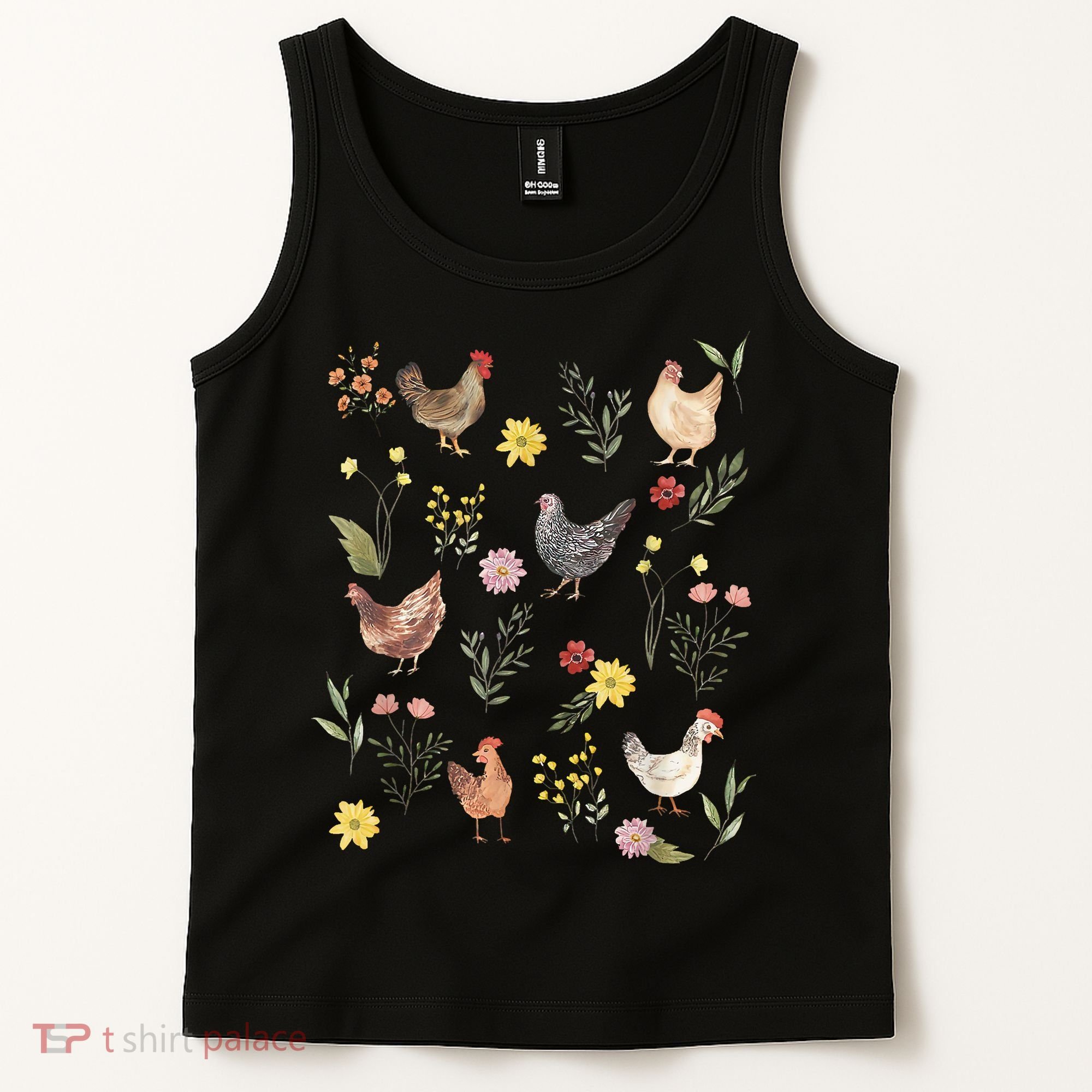 Wildflower Chicken Floral Chicken Lover Cute Farmer Flowers Tank Top