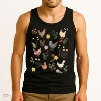 Wildflower Chicken Floral Chicken Lover Cute Farmer Flowers Tank Top thumb 3
