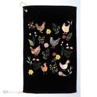 Wildflower Chicken Floral Chicken Lover Cute Farmer Flowers Golf Towel thumb 0