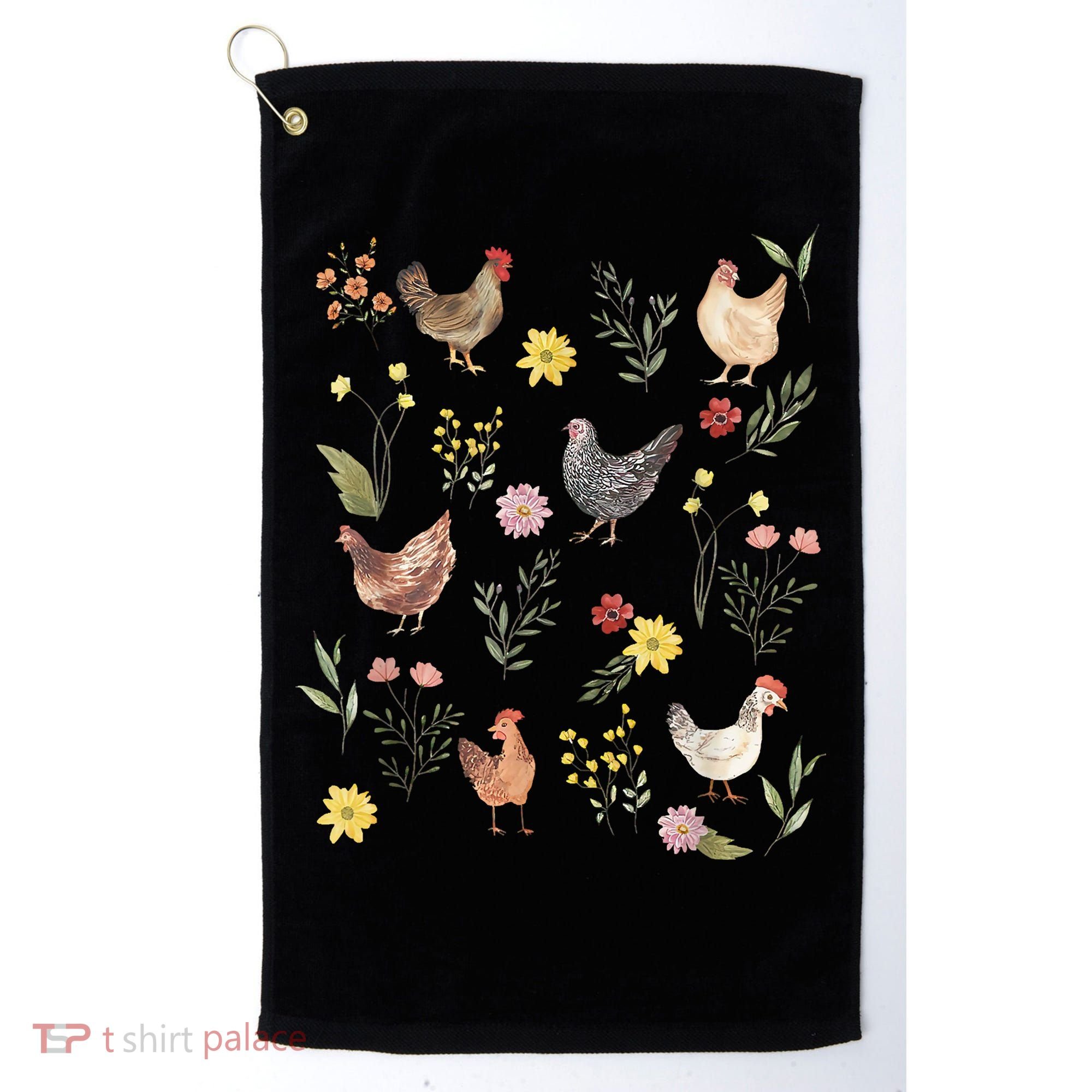 Wildflower Chicken Floral Chicken Lover Cute Farmer Flowers Golf Towel