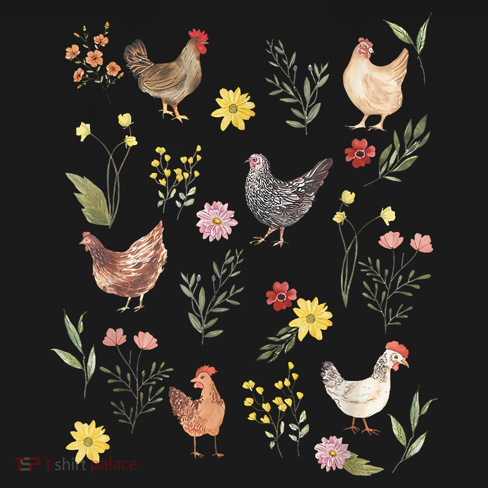 Wildflower Chicken Floral Chicken Lover Cute Farmer Flowers Women's T-Shirt