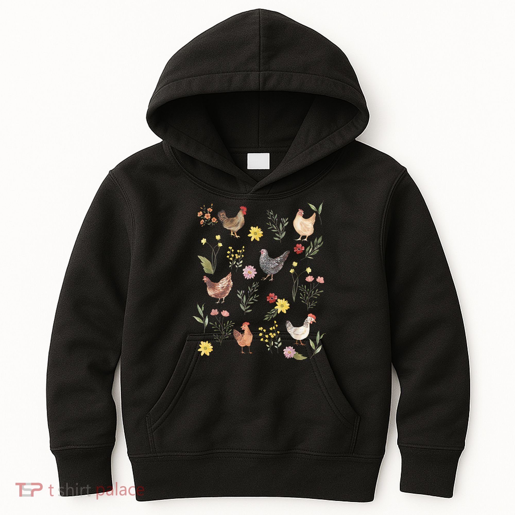 Wildflower Chicken Floral Chicken Lover Cute Farmer Flowers Kids Hoodie