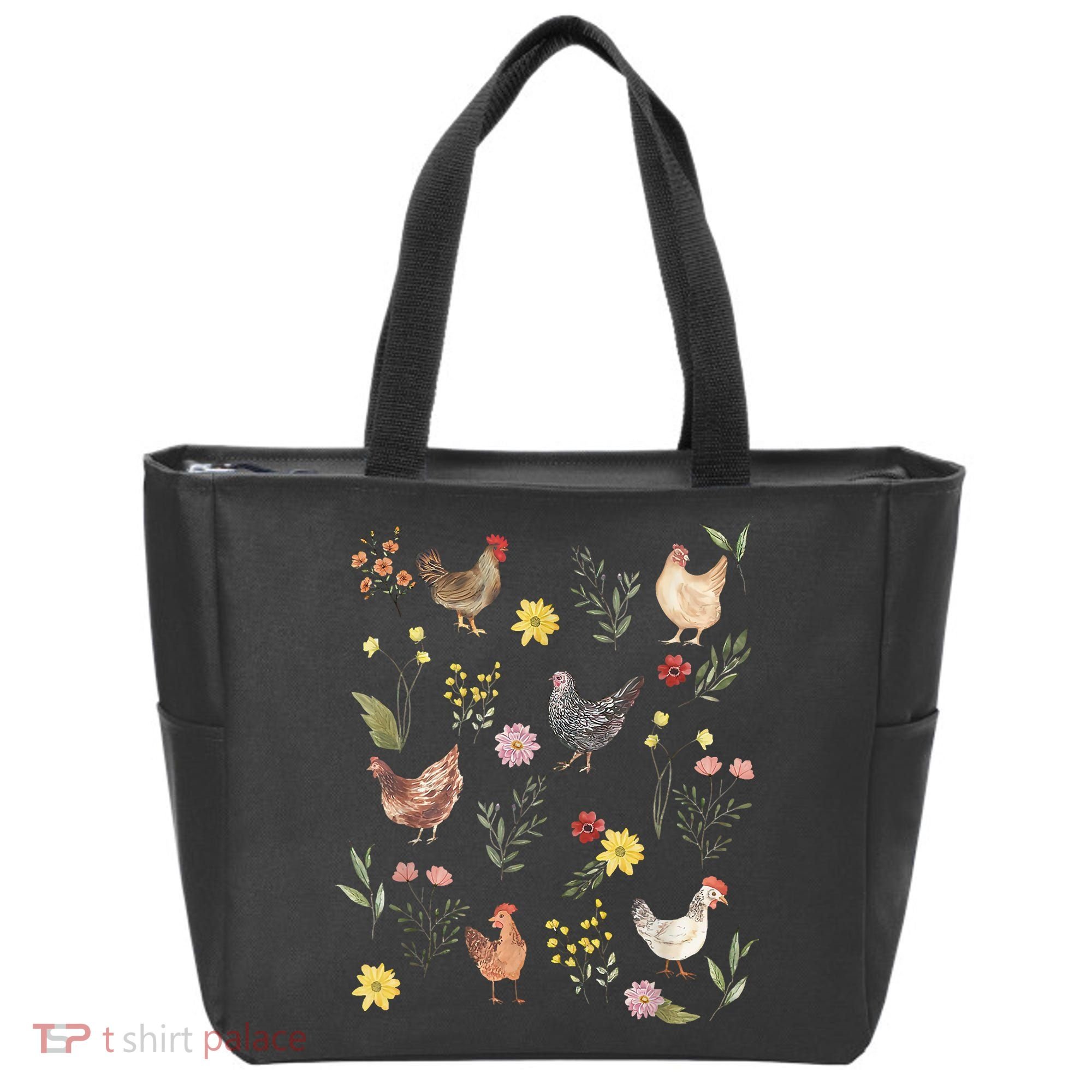 Wildflower Chicken Floral Chicken Lover Cute Farmer Flowers Tote Bag