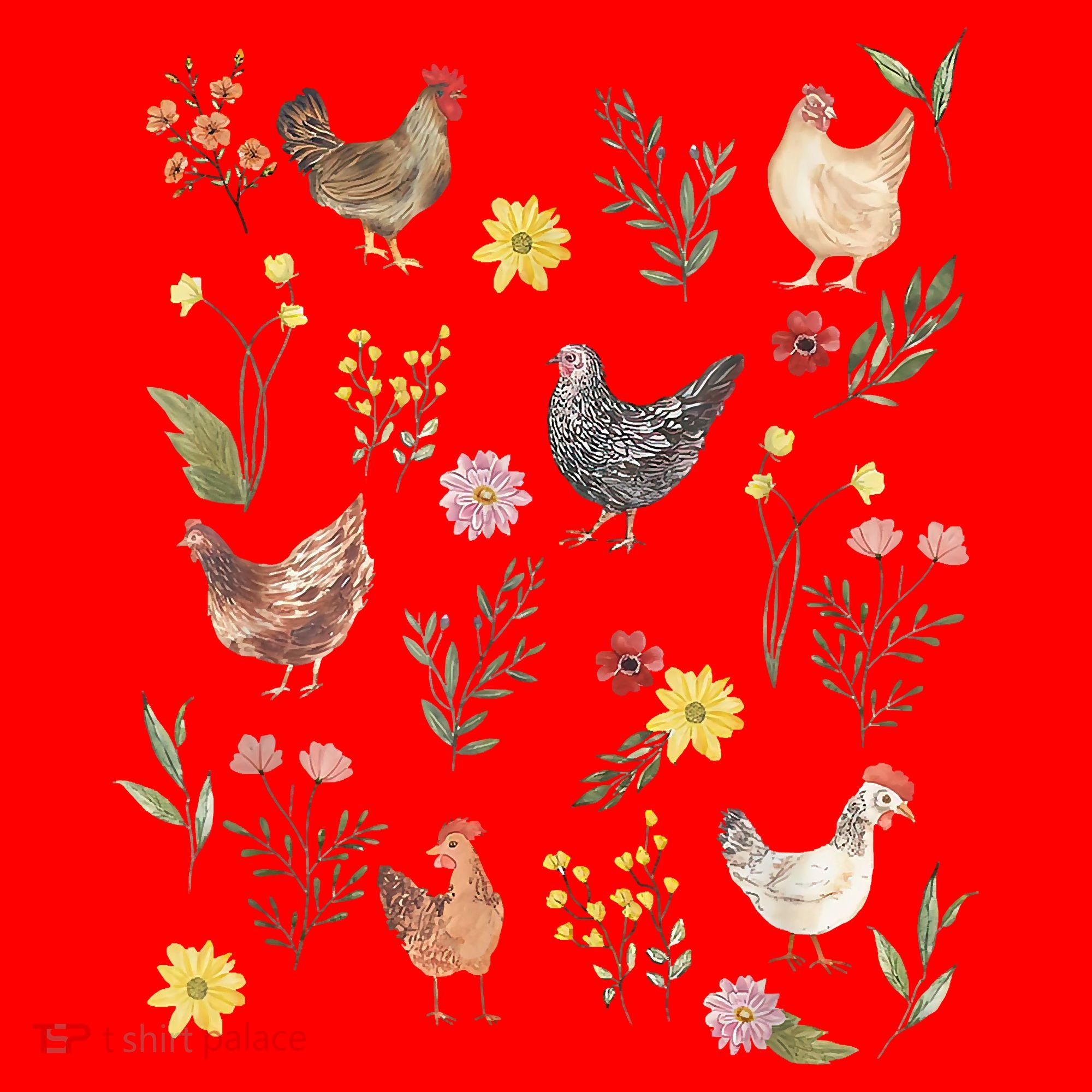 Wildflower Chicken Floral Chicken Lover Cute Farmer Flowers Santa Hat