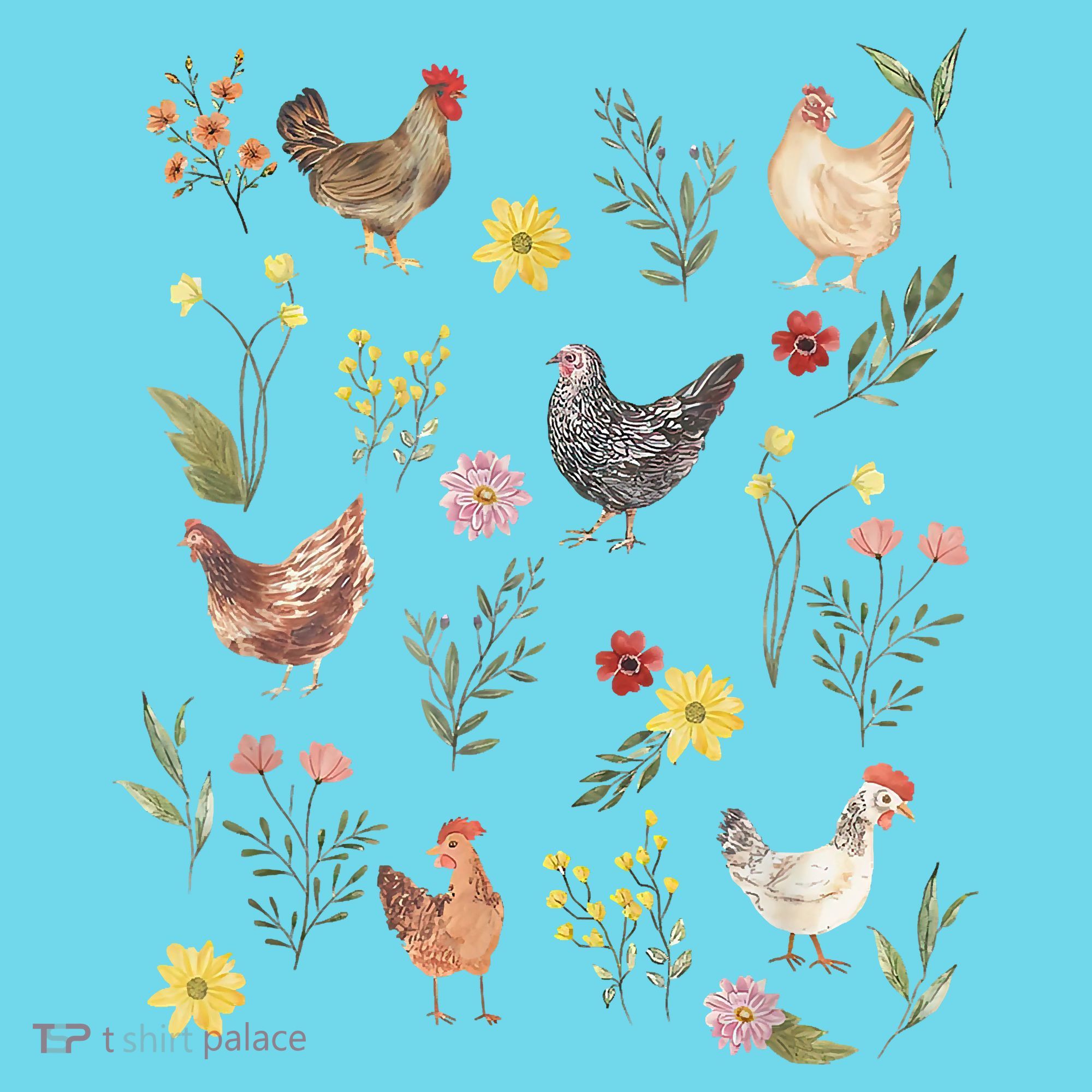 Wildflower Chicken Floral Chicken Lover Cute Farmer Flowers Long Sleeve Shirt