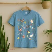 Wildflower Chicken Floral Chicken Lover Cute Farmer Flowers T-Shirt thumb 2