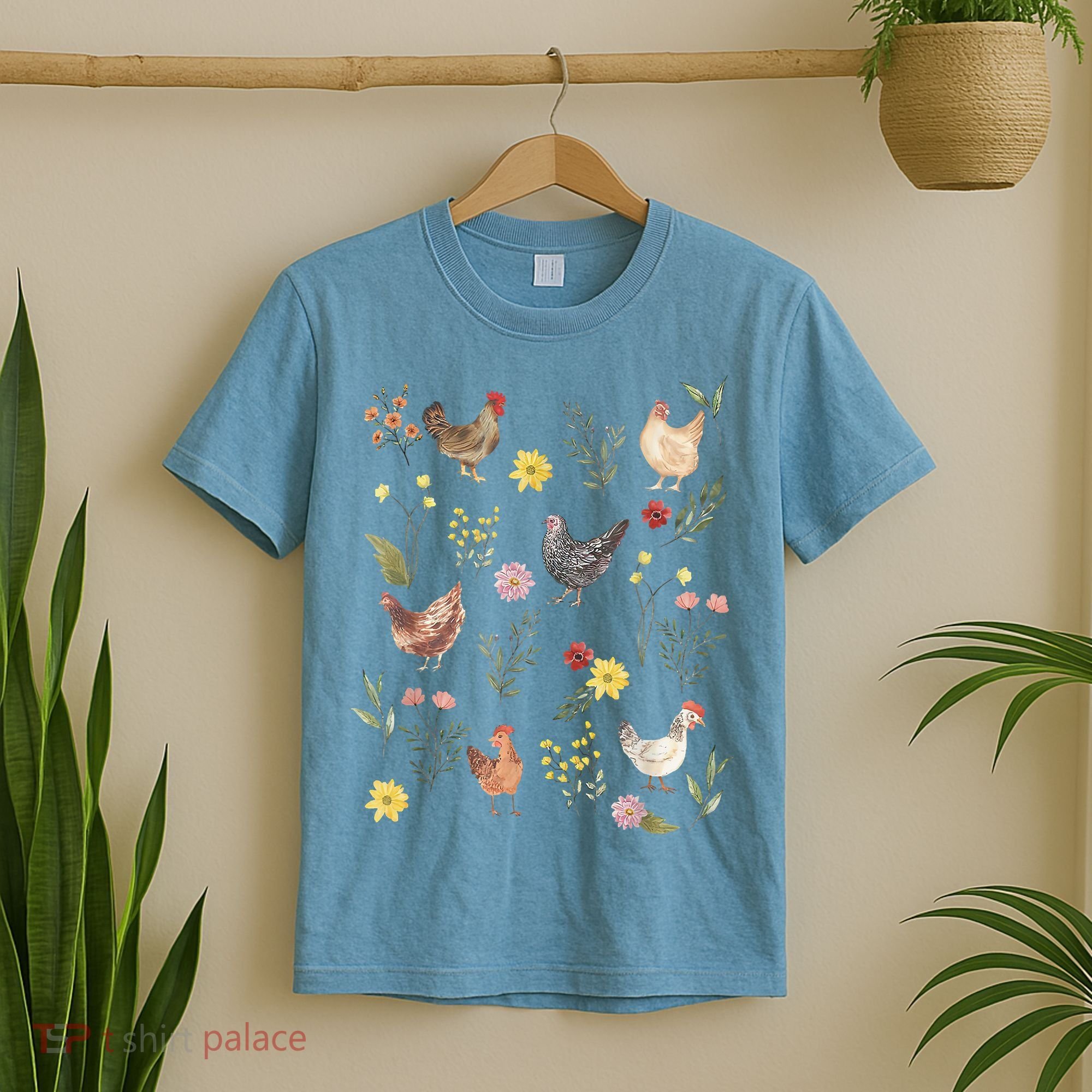 Wildflower Chicken Floral Chicken Lover Cute Farmer Flowers T-Shirt