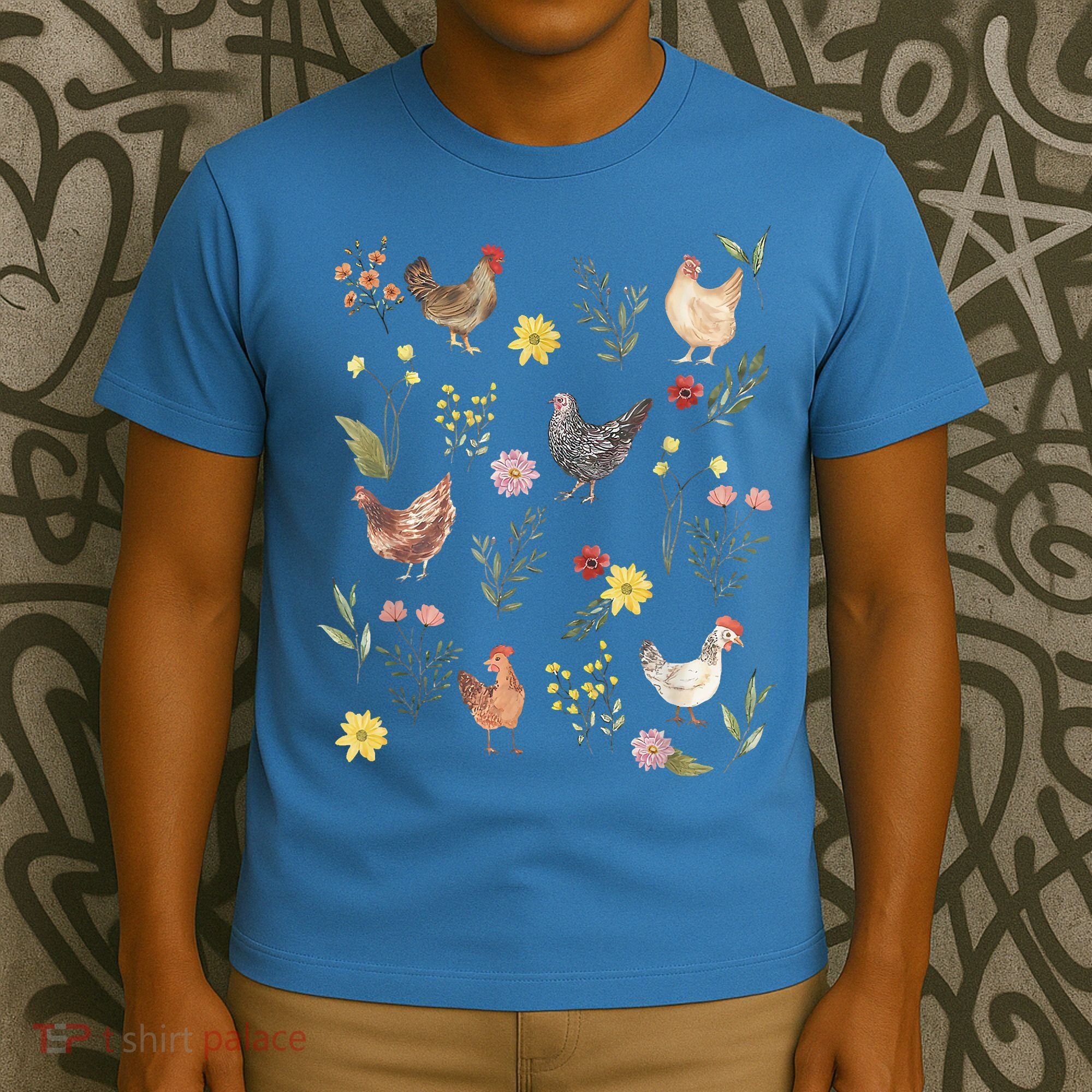 Wildflower Chicken Floral Chicken Lover Cute Farmer Flowers T-Shirt