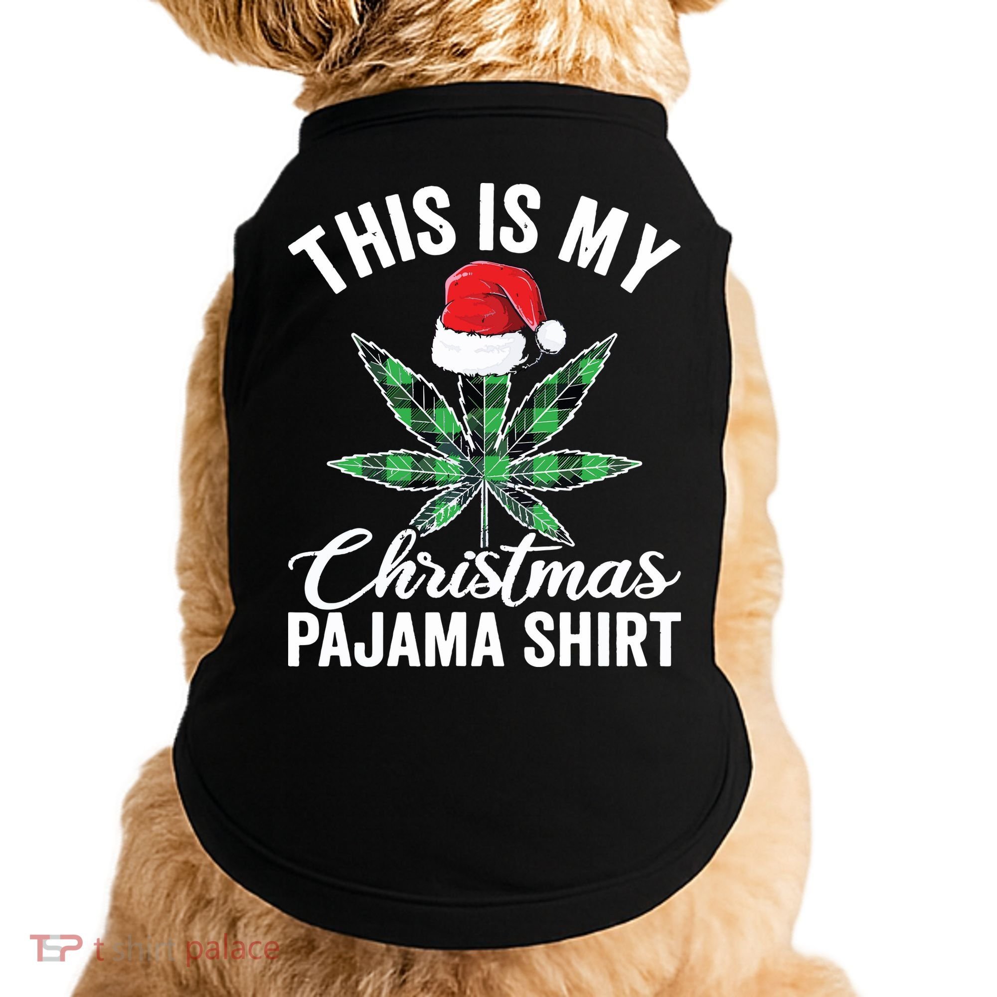Weed Christmas Funny Marijuana Pot Leaf Cannabis Doggie Tank