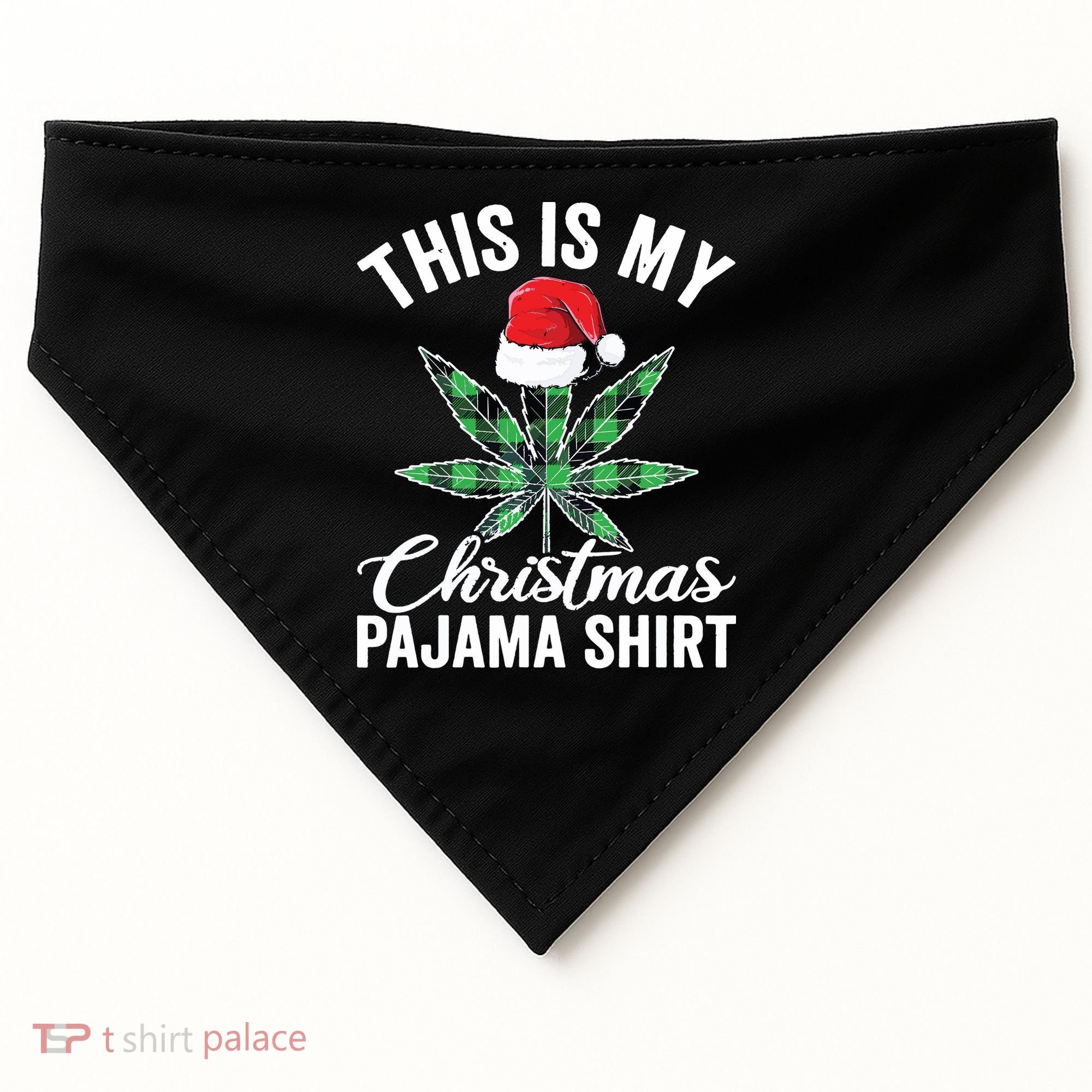 Weed Christmas Funny Marijuana Pot Leaf Cannabis USA-Made Doggie Bandana