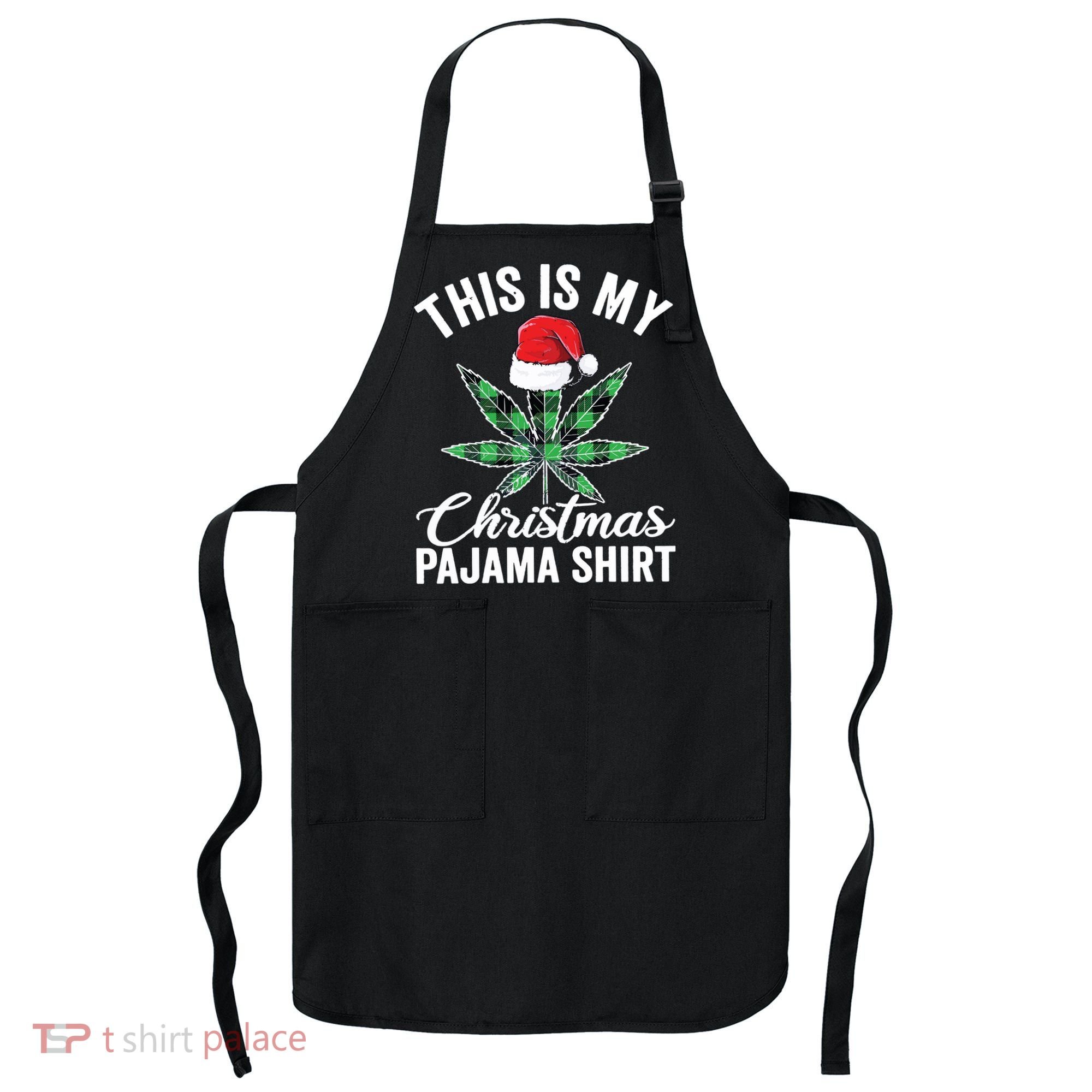 Weed Christmas Funny Marijuana Pot Leaf Cannabis Apron
