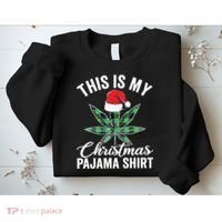 Weed Christmas Funny Marijuana Pot Leaf Cannabis Sweatshirt thumb 2