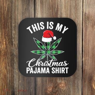 Weed Christmas Funny Marijuana Pot Leaf Cannabis Coaster