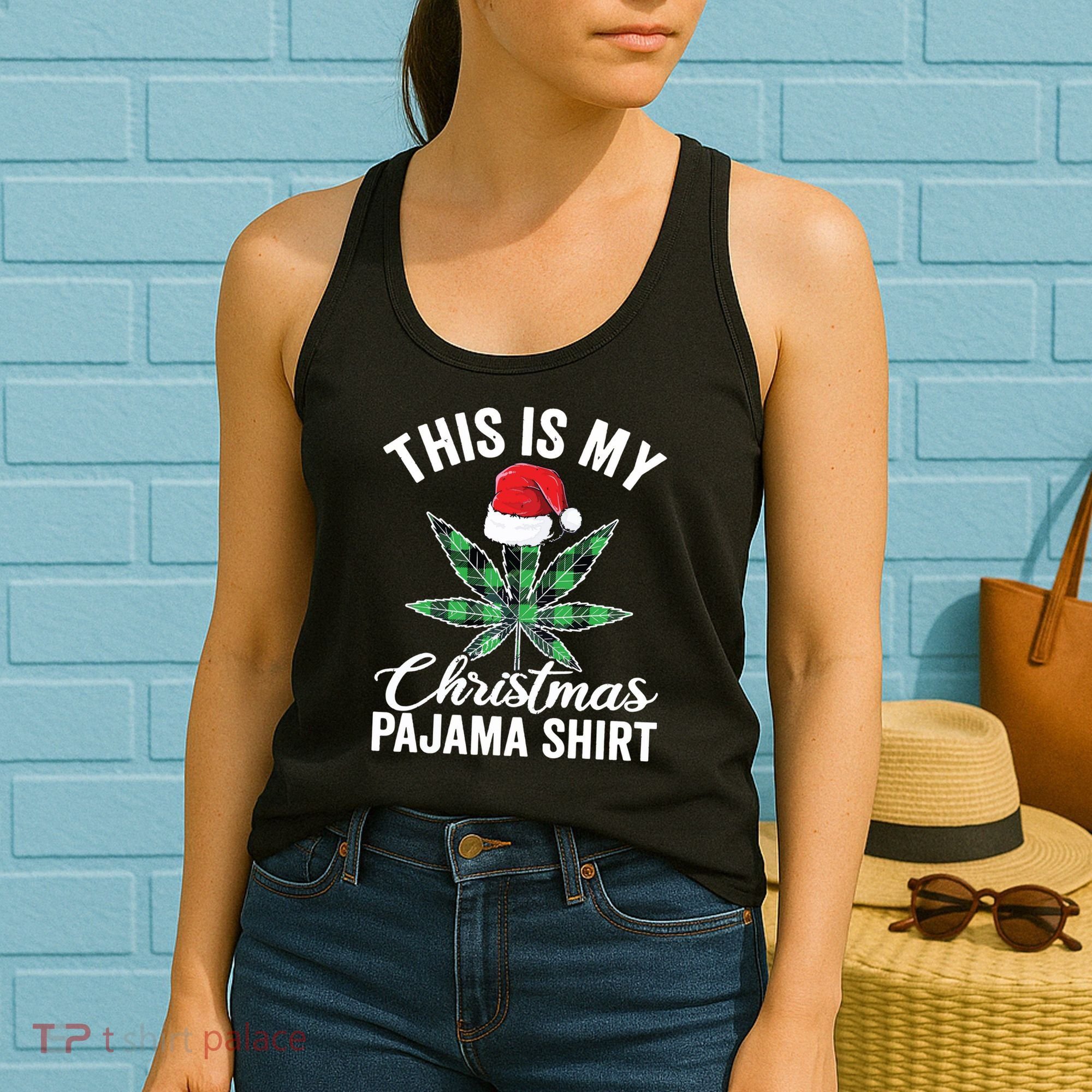 Weed Christmas Funny Marijuana Pot Leaf Cannabis Women's Tank Top