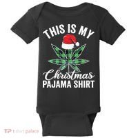 Weed Christmas Funny Marijuana Pot Leaf Cannabis Baby Bodysuit thumb 0