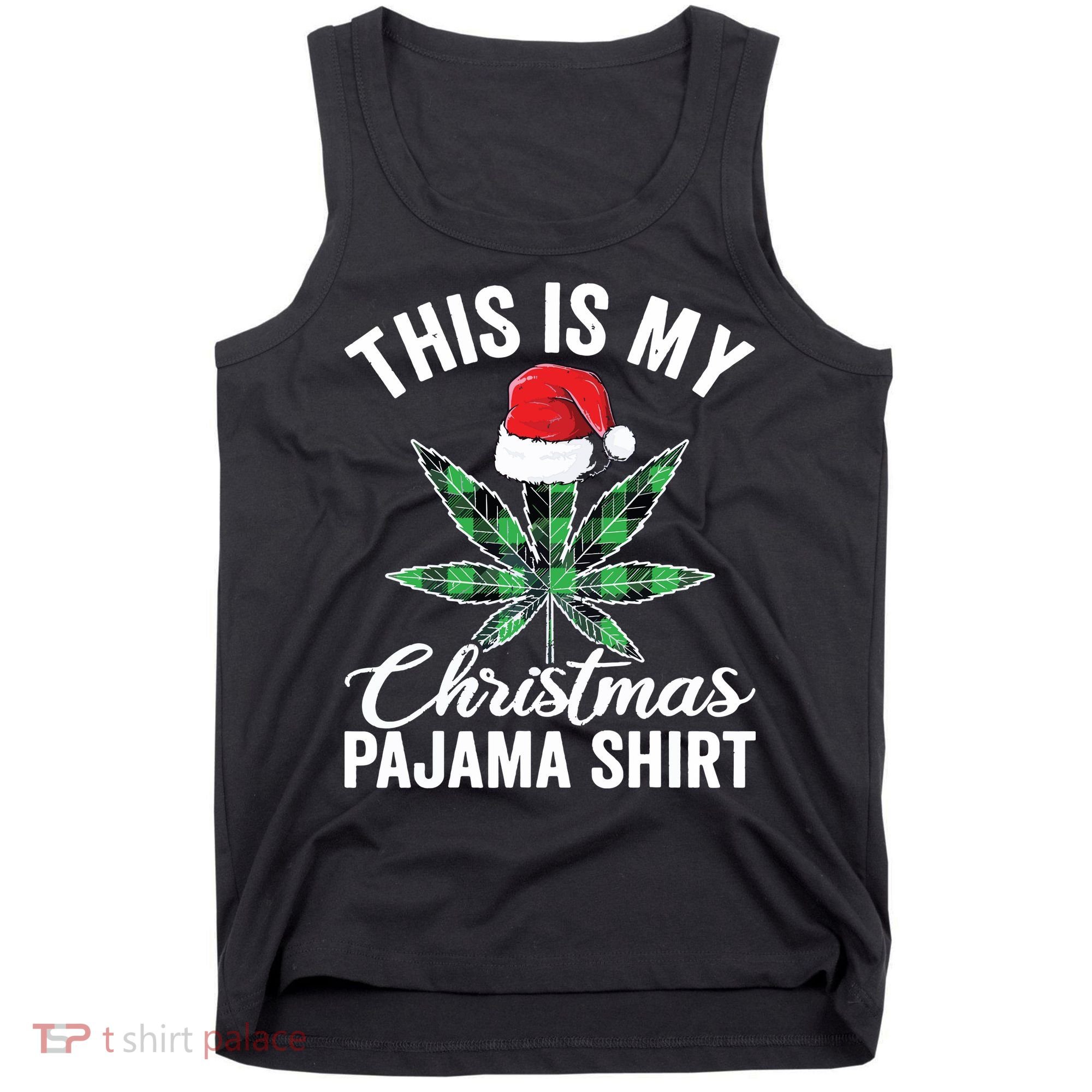 Weed Christmas Funny Marijuana Pot Leaf Cannabis Tank Top