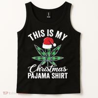 Weed Christmas Funny Marijuana Pot Leaf Cannabis Tank Top thumb 2