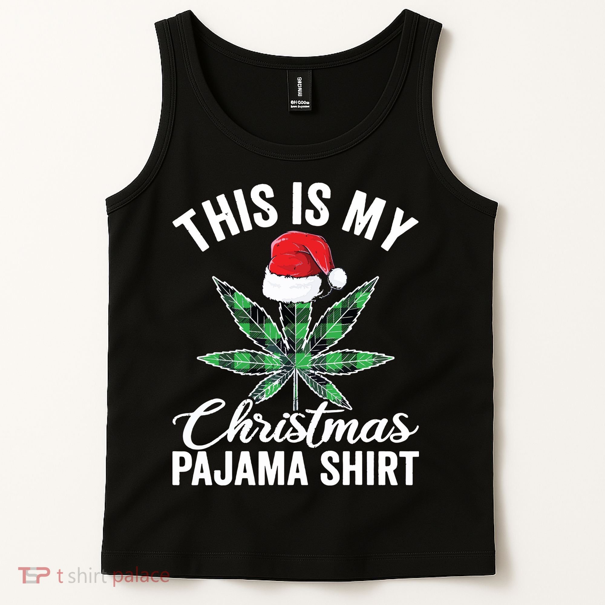 Weed Christmas Funny Marijuana Pot Leaf Cannabis Tank Top