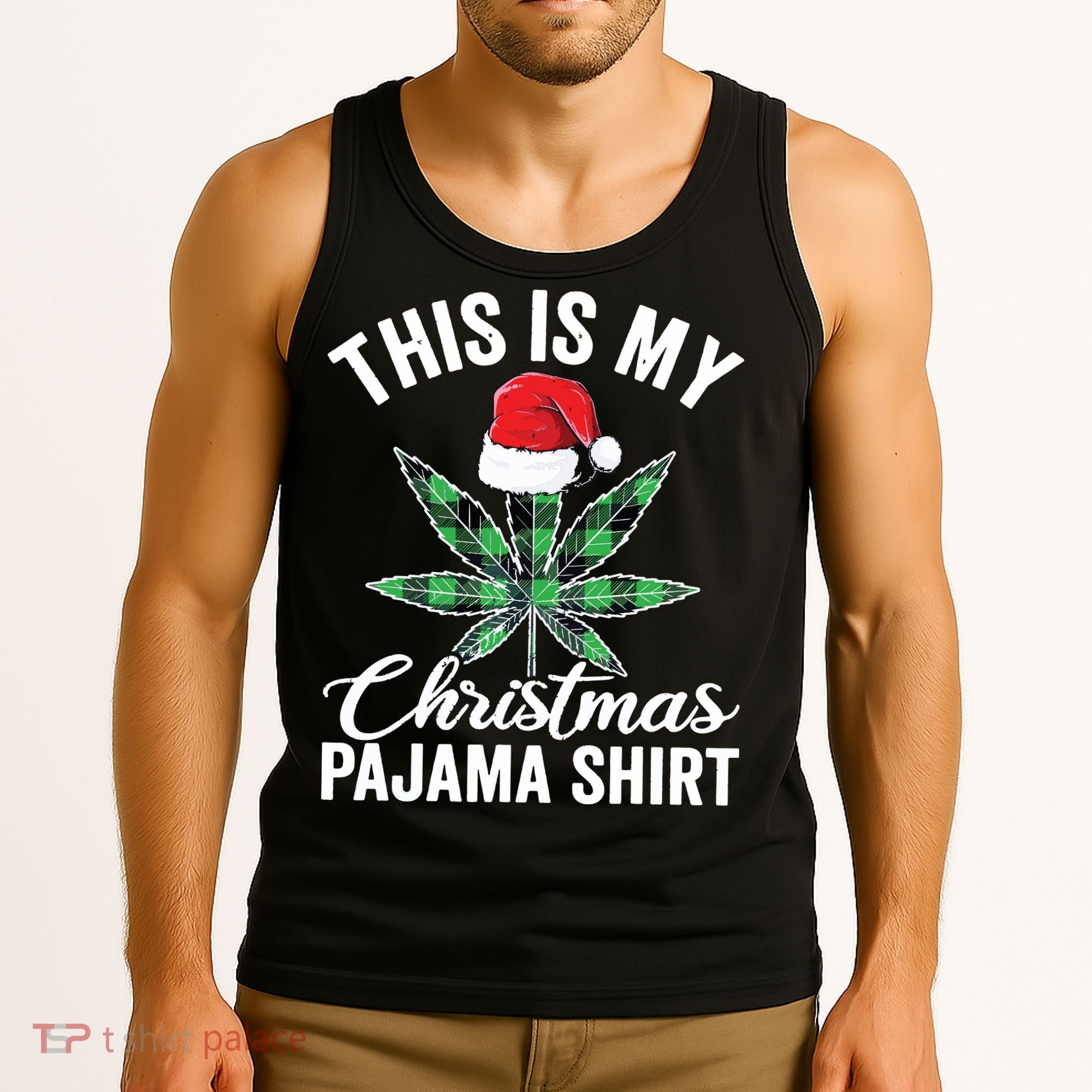 Weed Christmas Funny Marijuana Pot Leaf Cannabis Tank Top