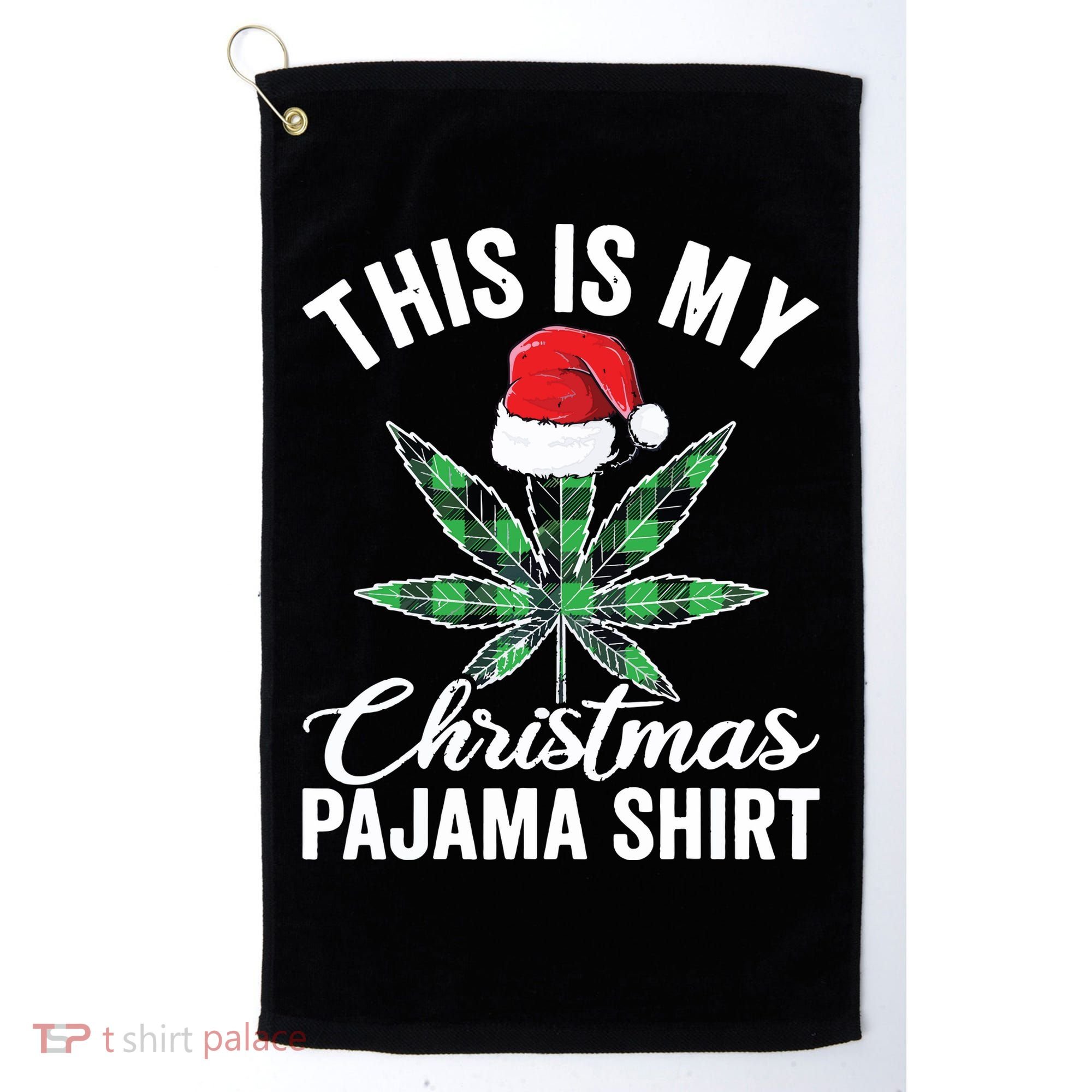 Weed Christmas Funny Marijuana Pot Leaf Cannabis Golf Towel