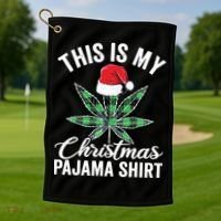 Weed Christmas Funny Marijuana Pot Leaf Cannabis Golf Towel thumb 1