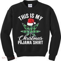 Weed Christmas Funny Marijuana Pot Leaf Cannabis Kids Sweatshirt thumb 0