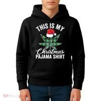 Weed Christmas Funny Marijuana Pot Leaf Cannabis Kids Hoodie thumb 4
