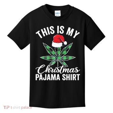 Weed Christmas Funny Marijuana Pot Leaf Cannabis Kids T-Shirt