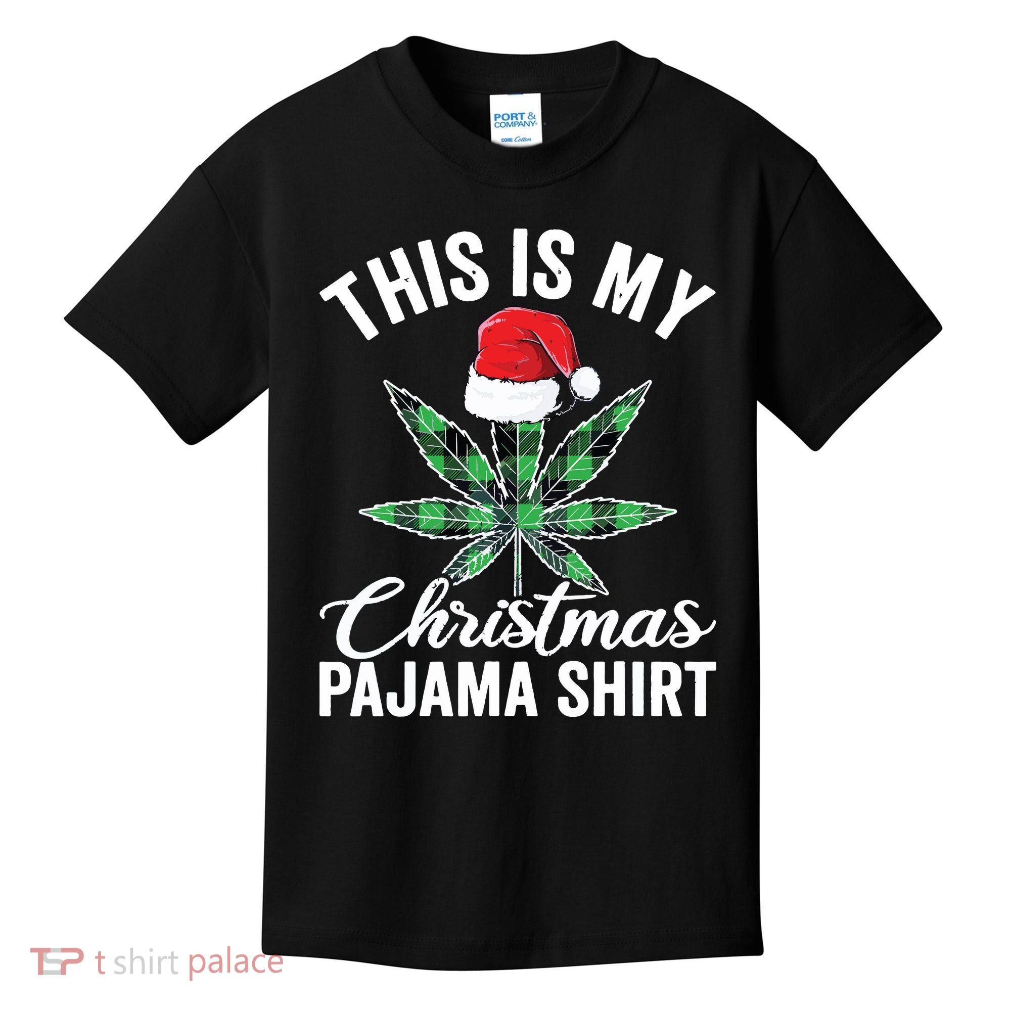 Weed Christmas Funny Marijuana Pot Leaf Cannabis Kids T-Shirt