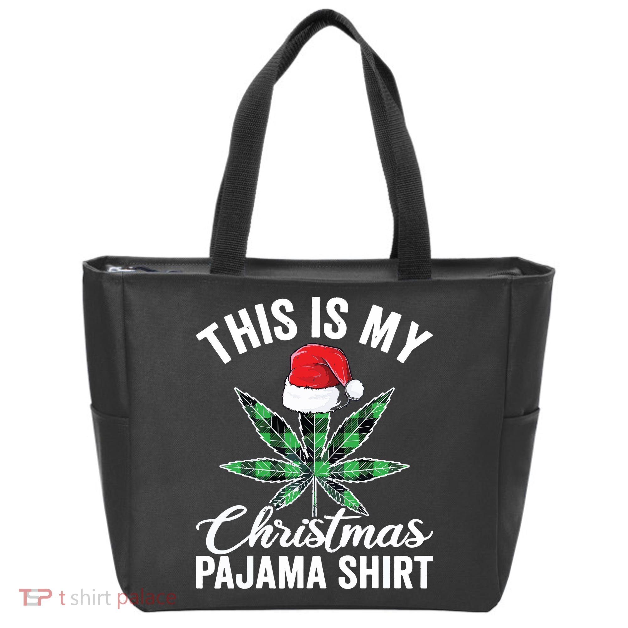 Weed Christmas Funny Marijuana Pot Leaf Cannabis Tote Bag