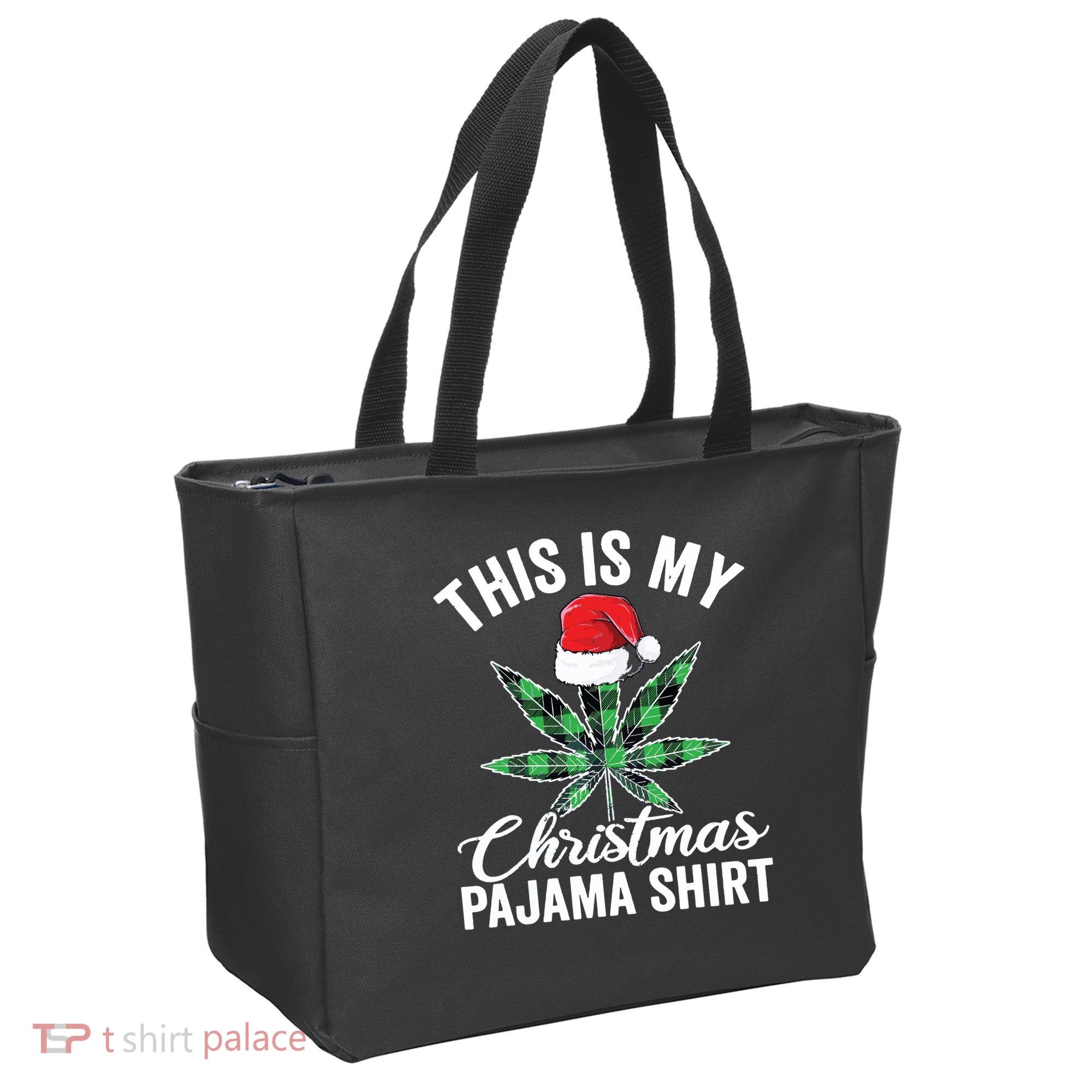 Weed Christmas Funny Marijuana Pot Leaf Cannabis Tote Bag